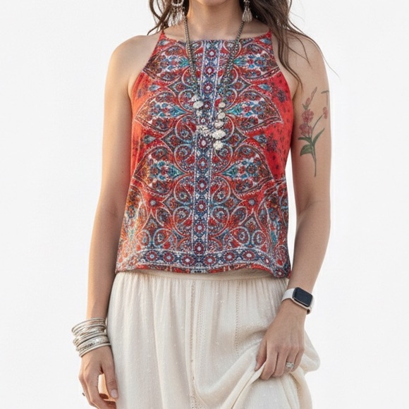 American Vintage Tops - Vintage Red Paisley Tank- Y2K- Made in USA - Size Small